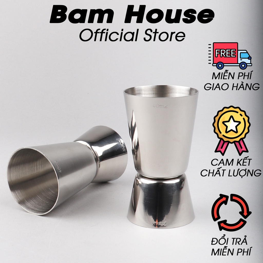 Ly đong định lượng pha chế 2 đầu Bam House loại lớn 40ml inox 304 cao cấp LD01 – Gia dụng bếp