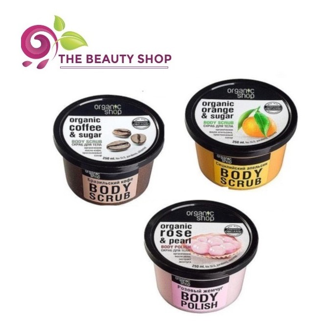 Kem tẩy da chết thân body Organic Shop 250ml (dạng hộp)