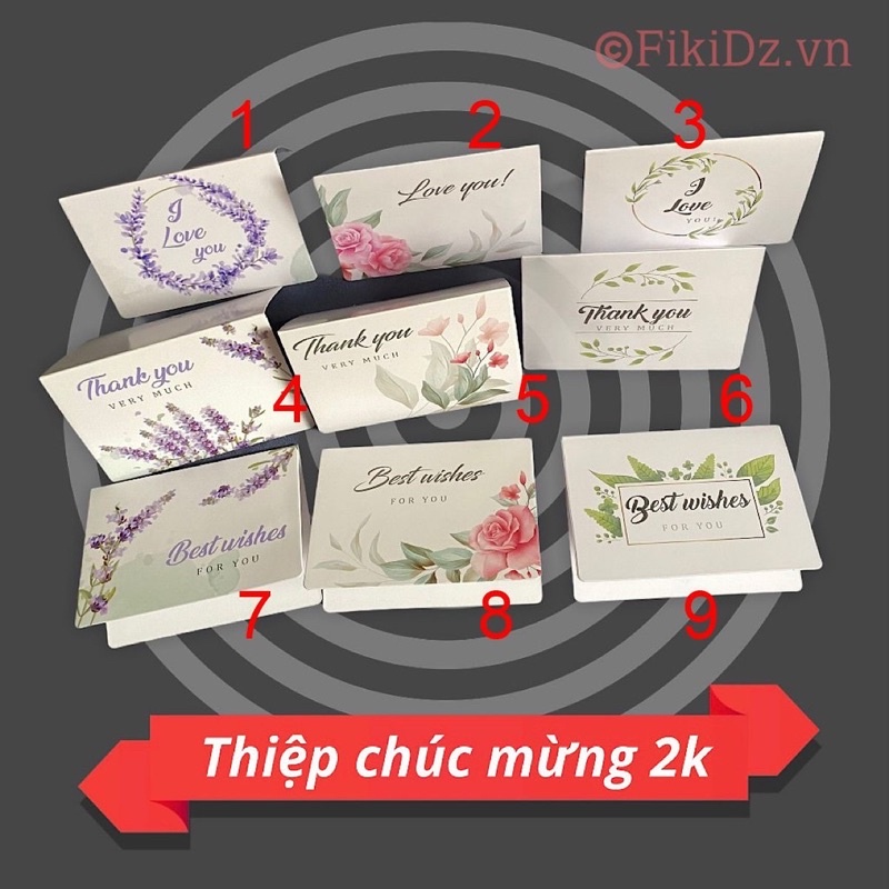 [SỈ 1.2k/c] Set 10 thiệp chúc mừng nhỏ 2K gập đôi