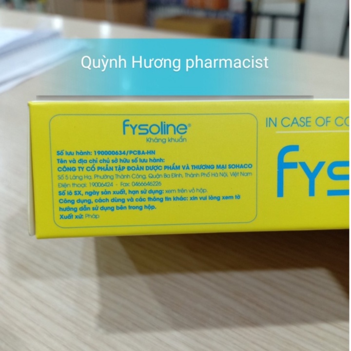 Nước muối FYSOLINE vàng hộp 20 ống giúp vệ sinh mũi,mắt cho bé