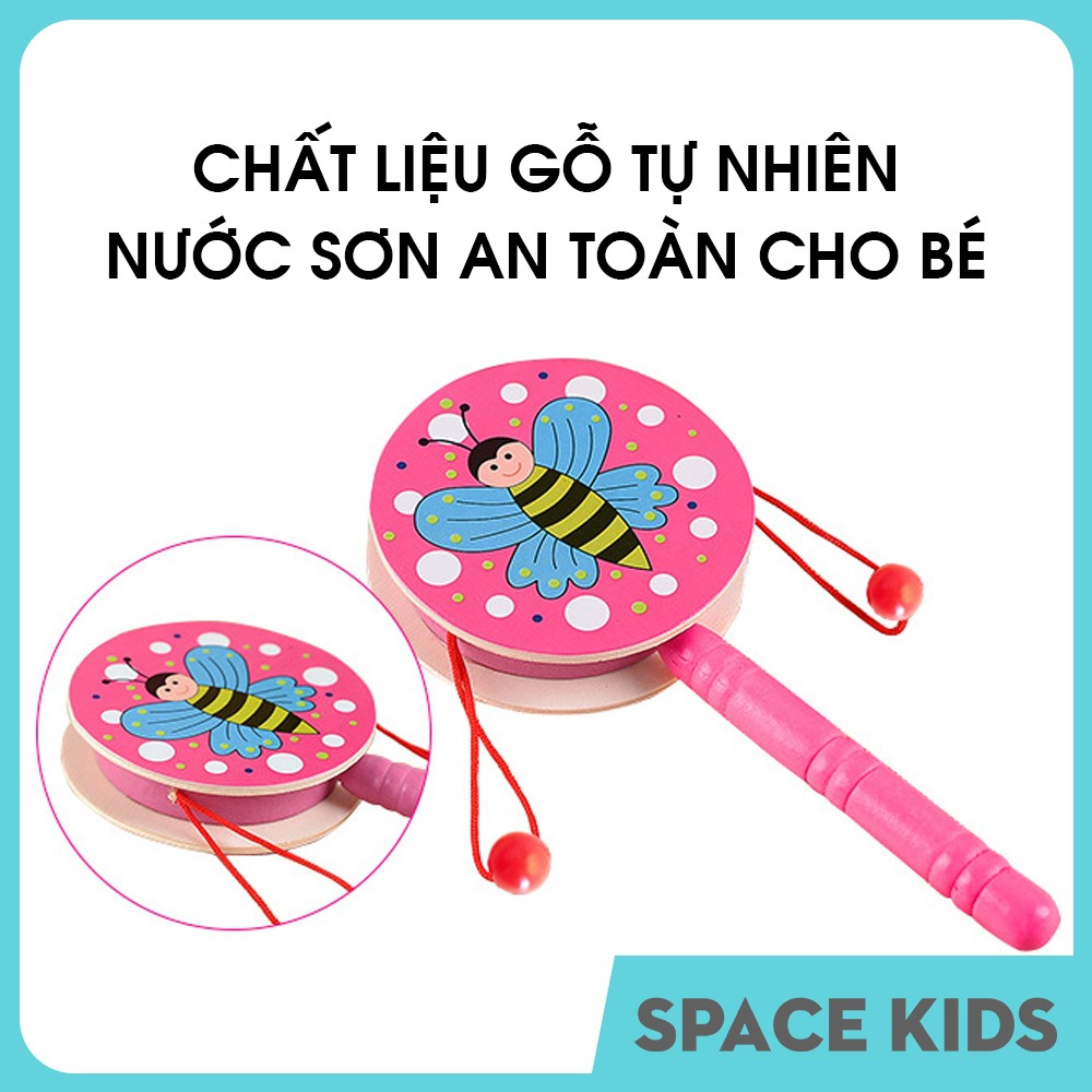 ♥ Đồ chơi Lục lạc, Trống gỗ cầm tay Space Kids nhiều màu sắc cho bé từ 3 tháng tuổi ♥