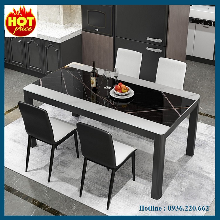 Bộ bàn ghế ăn cao cấp mặt kính tặng kèm 4 ghế da - Bàn ăn nhập khẩu kích thước 1m2 x 70cm ( Có Kèm Ảnh Thật )