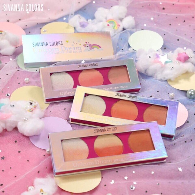 Phấn Má &amp; Bắt Sáng Sivanna Colors Unicorn Dream Highlighter &amp; Brush