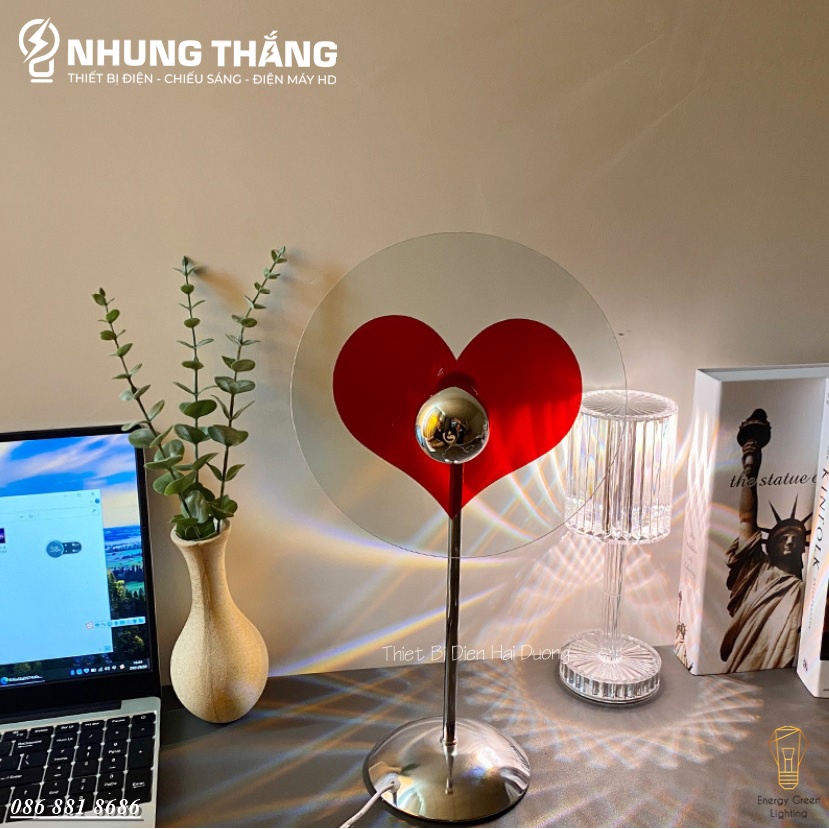 Đèn Bàn Hình Trái Tim Ánh Sáng Siêu Đẹp DB-920 - Decor Trang Trí Phòng Ngủ Lãng Mạn - Bảo Hành 12 Tháng