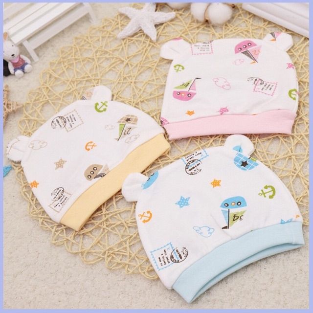 Mũ cotton tai dễ thương cho bé 0-5m trai/gái nhiều mẫu