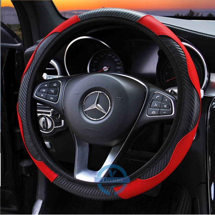 Vỏ bọc vô lăng xe hơi bằng da PU + sợi carbon