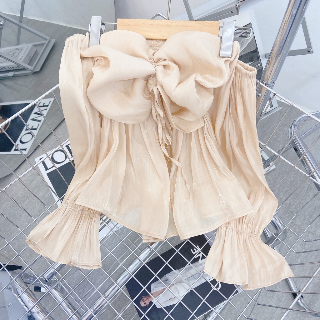 ÁO NUDE RÚT NGỰC TAY LOE
