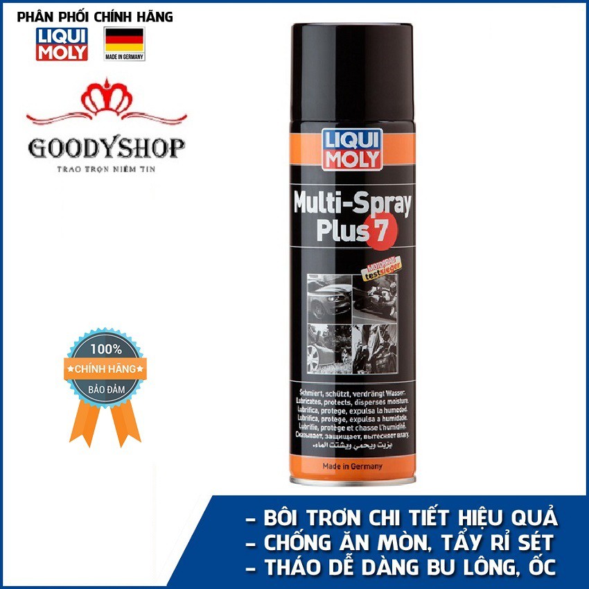 Chai xịt tẩy gỉ sét, bôi trơn đa năng Liqui Moly Multi-Spray Plus7 mã 3305 500ml GOODYSHOP