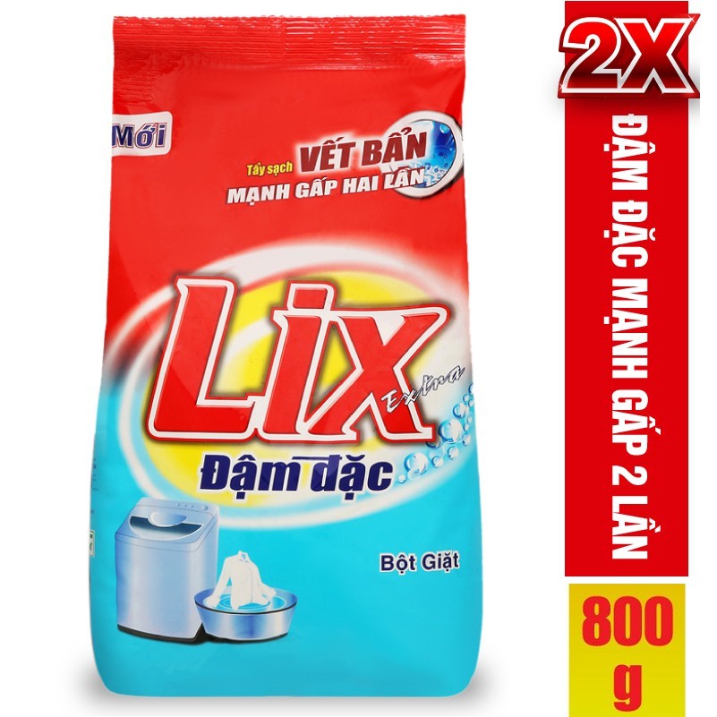 Bột Giặt LIX Extra Đậm Đặc 800g ED002 - Tẩy Sạch Vết Bẩn Mạnh Gấp 2 Lần