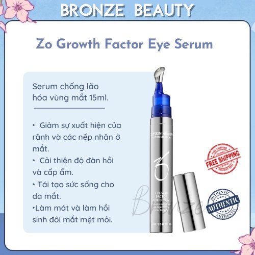 Serum chống lão hóa vùng mắt Zo Growth Factor Eye Serum 15ml giúp giảm sự xuất hiện của các rãnh và nếp nhăn ở mắt