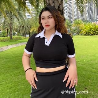 Set bigsize áo croptop chân váy tim