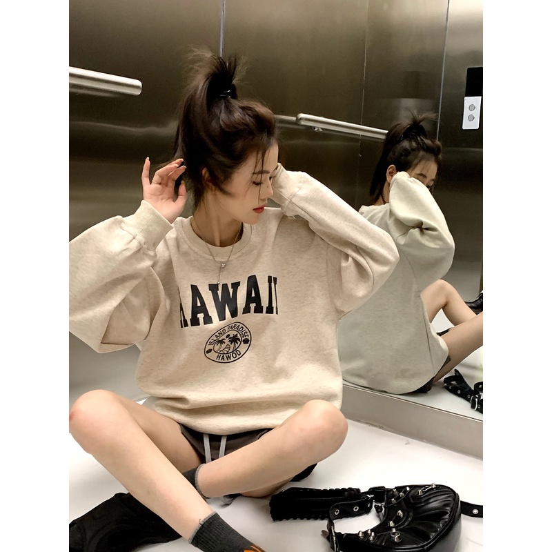 Áo Thun Nữ Dài Tay Cổ Tròn In Hình Mới