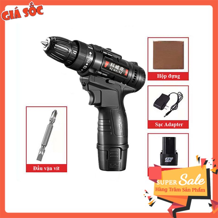 Máy khoan, bắt vít dùng pin KEWEIWE 12V - 2 tốc độ