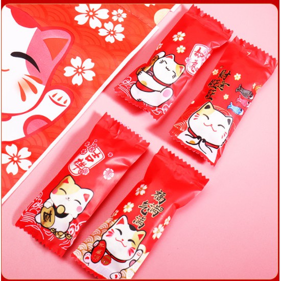 200 túi đựng kẹo NOUGAT mẫu đỏ MÈO thần tài/Heo tài lộc