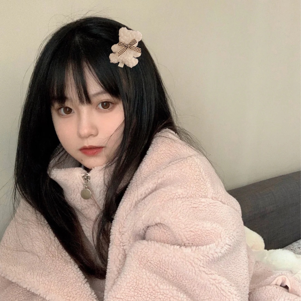 Kẹp tóc hình gấu nhồi bông dễ thương thời trang thu đông cho bé