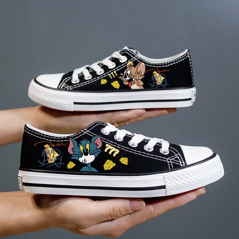 Giày Thể Thao Canvas Trắng Cổ Thấp In Hình Anime Phong Cách Hàn Quốc Thời Trang Mùa Hè Mới Cho Học Sinh Nam Tiểu Học