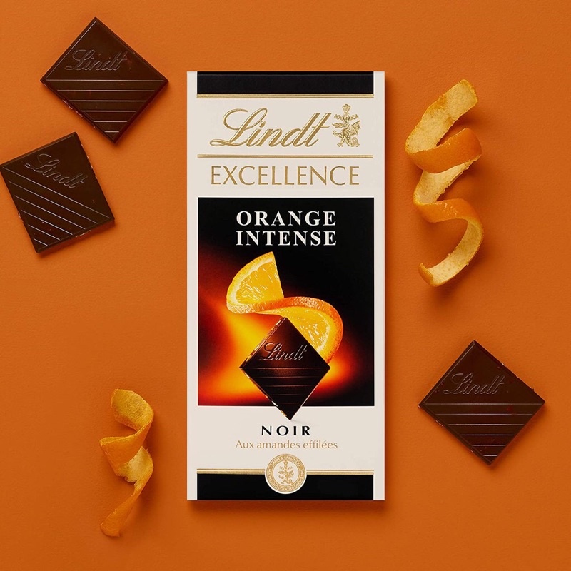Socola đen nhân cam 100g - Chocolate Lindt Excellence Noir Orange Intense (Sô cô la Đức)