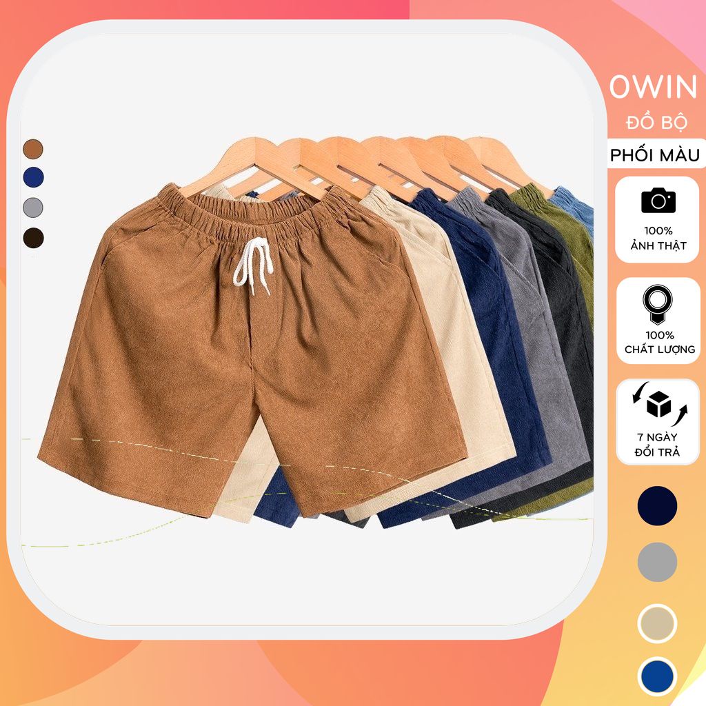 Quần đùi nam thể thao chất nhung cao cấp co dãn bốn chiều, Quần short nam mặc nhà mềm mịn thấm hút mồ hôi QD06 - OWIN
