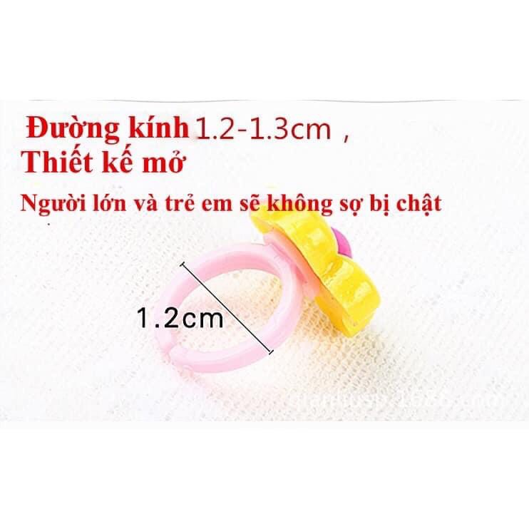 Hộp Set 3 Cái Nhẫn Nhựa Hình Chữ Nhật Cho Bé Gái Siêu Yêu Thương, Nhẫn HÌnh Hoa, Quả, Con Vật Ngộ Nghĩnh Đáng Yêu Cho bé