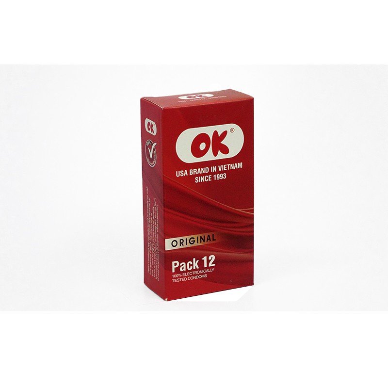 Bao cao su OK Original giá rẻ trơn mỏng loại thường Hộp 12 cái
