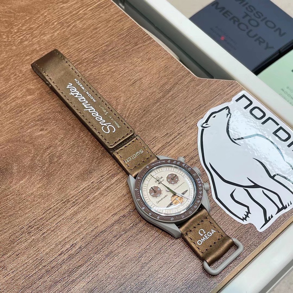 Dây Đeo Bằng Da Thật 20mm Chống Thấm Nước Cho Đồng Hồ Thể Thao Omega & for Swatch Planet Cobranded