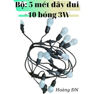 [Tặng bóng 3w] Dây đèn trang trí chống nước 5 mét 10 đui và 10 Bóng đèn led 3W/ 5W ánh sáng Vàng/ Trắng/ đổi màu