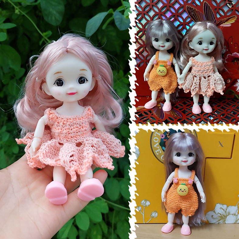 Búp bê barbie đáng yêu cao 17cm (các khớp linh hoạt - váy len handmade xịn, đẹp, có hộp y hình)