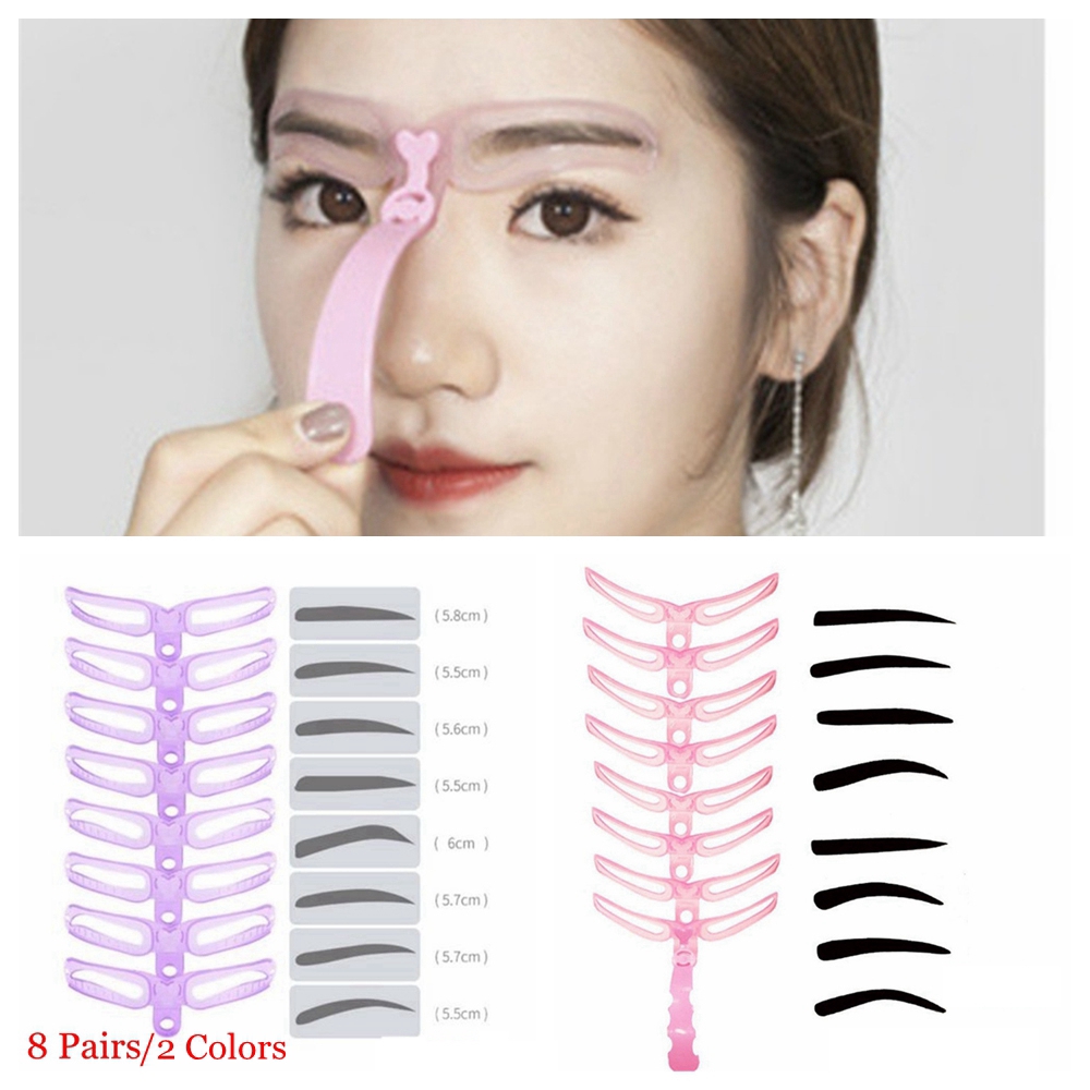 JUNE 8 Pairs Hot Sale Fashion Reusable Makeup Tool Beauty Eyebrow Stencils Kit