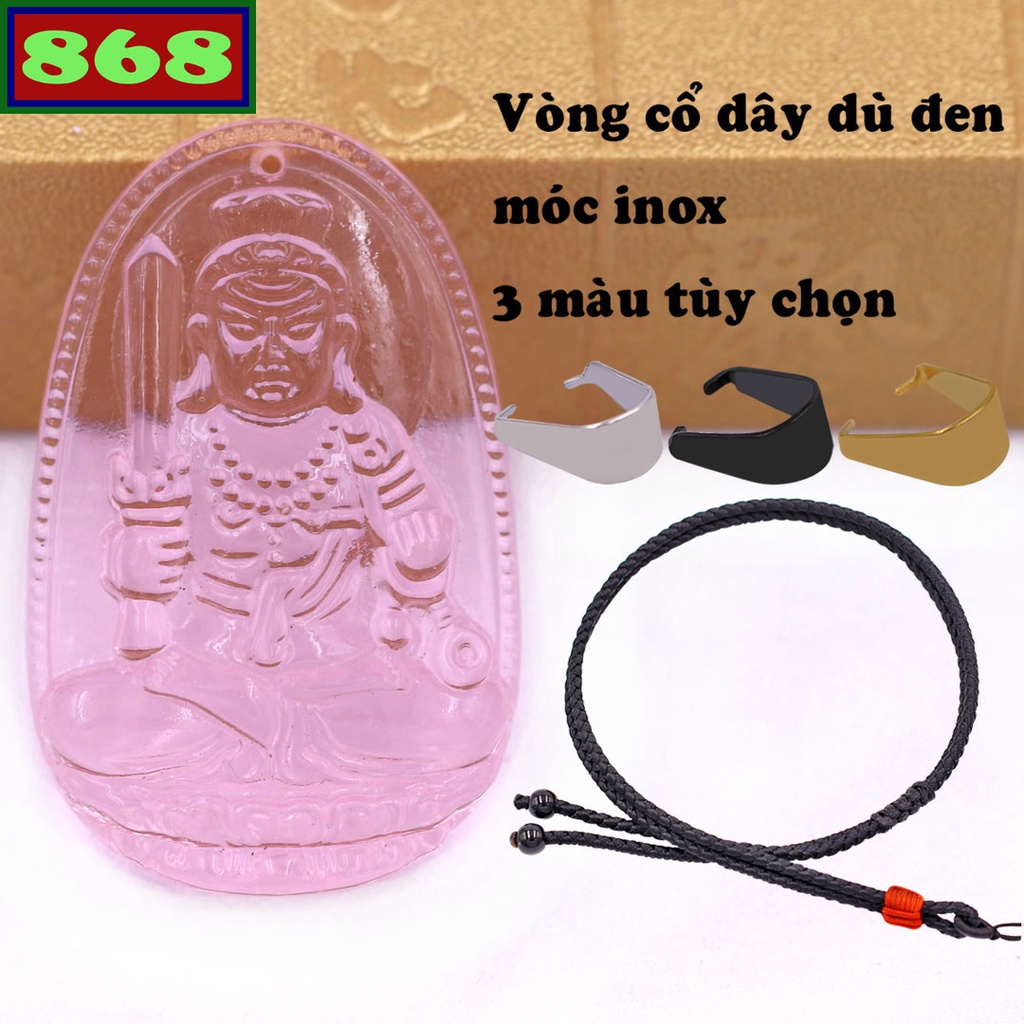 Mặt Phật Bất động minh vương thuỷ tinh hồng kèm vòng cổ dây dù đen - Phật bản mệnh