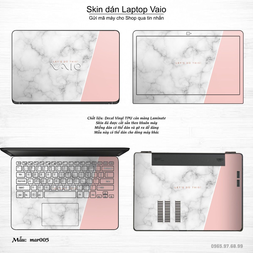 Skin dán Laptop Sony Vaio in hình vân Marble (inbox mã máy cho Shop)