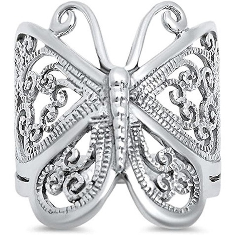 Nhẫn Hình Bướm Rỗng Bằng Kim Loại Mạ Vàng / Bạc Tùy Chỉnh Thời Trang Cổ Điển Cho Nữ