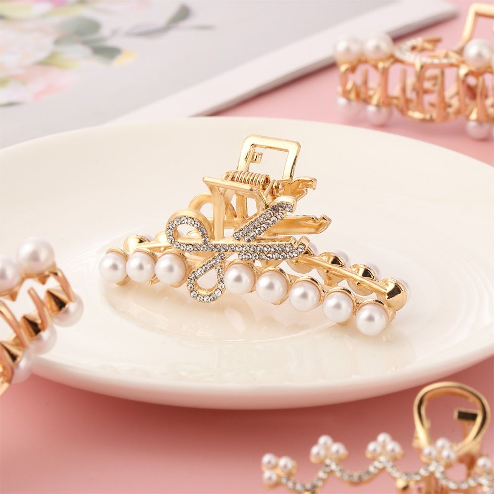 Kẹp tóc hình cá mập đính ngọc trai giả bằng hợp kim thời trang cho nữ