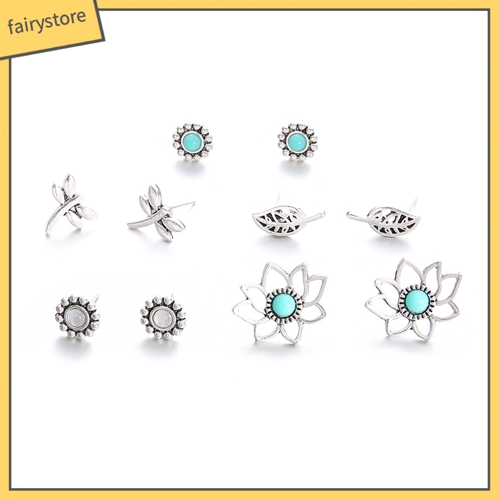 Set 5 Đôi Bông Tai Nhiều Kiểu Xinh Xắn Đáng Yêu Cho Nữ