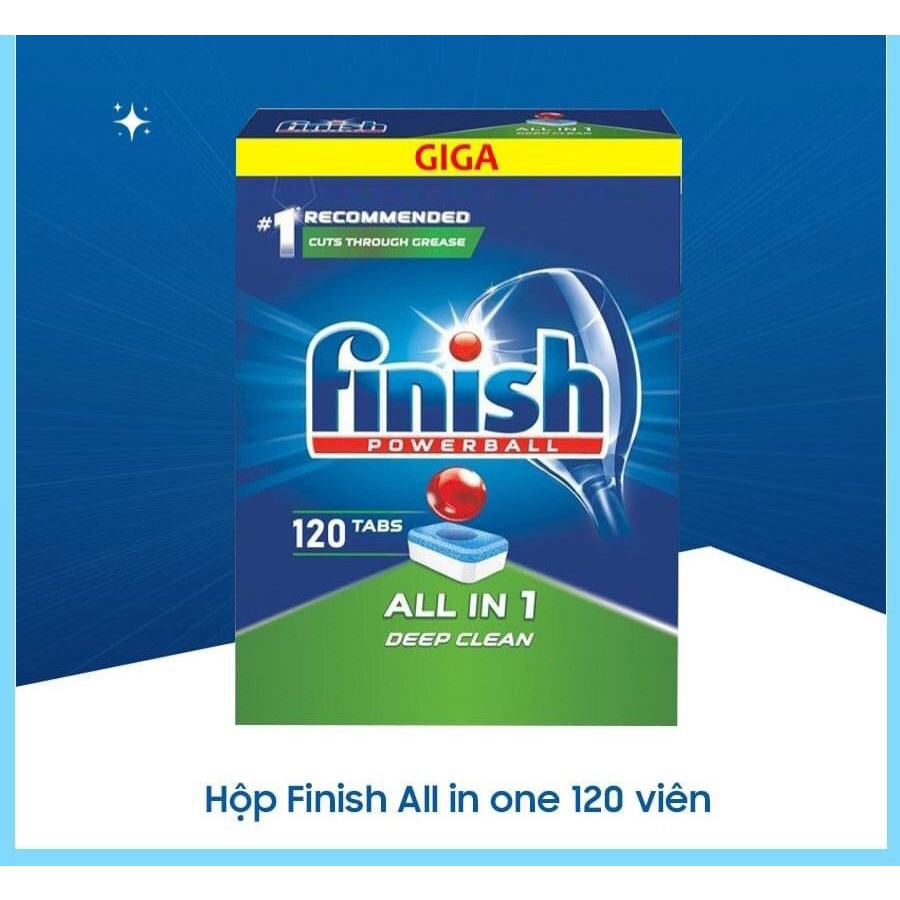 VIên Rửa Bát Finish All in 1 - hộp 120 Viên Dùng Cho Máy Rửa Bát