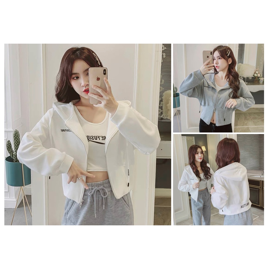 Áo Khoác Nữ Kiểu Croptop Thêu AUTUMN. Siêu Xinh Siêu Dễ Thương