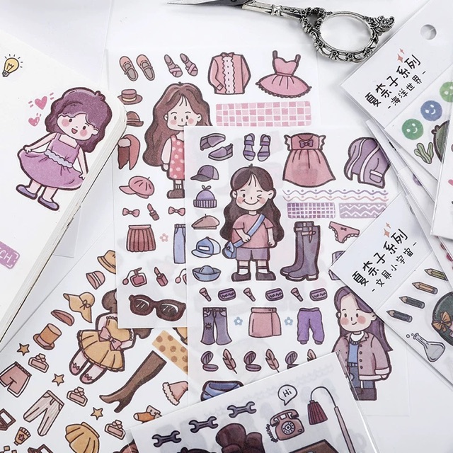 Set 4 tờ stickers dễ thương