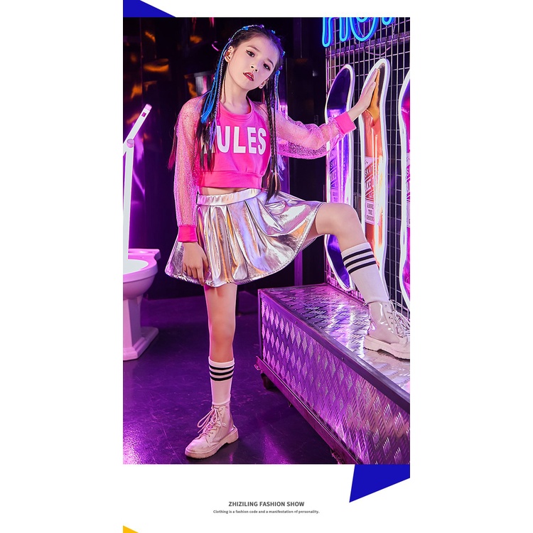 Bộ Trang Phục Biểu Diễn Nhảy Hip Hop Thời Trang Dành Cho Bé Gái 3.26