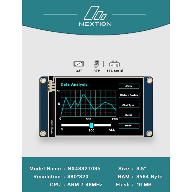 Màn hình Nextion NX4832T035  hmi LCD 3.5 Inch