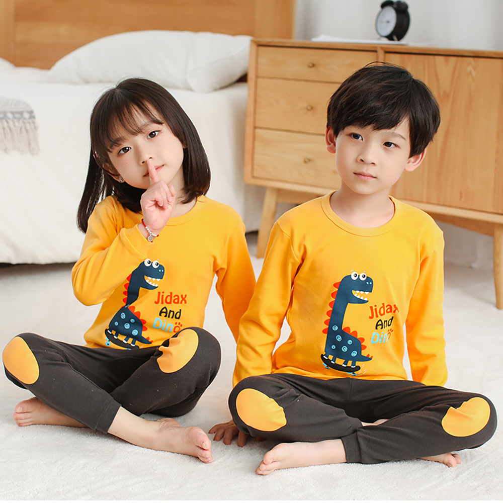 Children Cotton Pajama Set Long Sleeve Cartoon Cute Boys Underwear