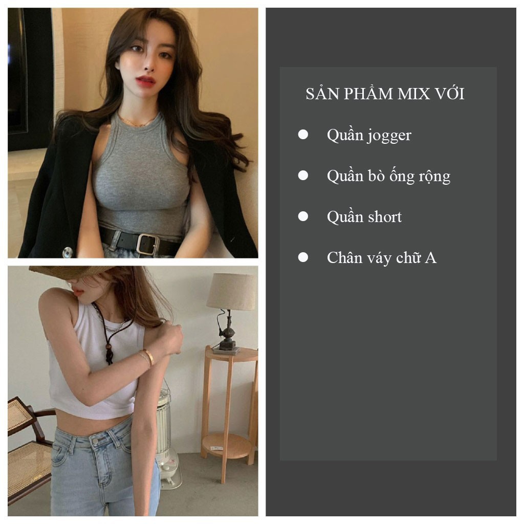 Áo 3 lỗ croptop kiểu ngược body chất thun gân mềm mát dành cho nữ -  GENZOO