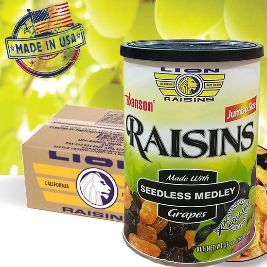 [ NHO THẬP CẨM NGON TUYỆT VỜI ] 01 Hộp 200gr Nho khô Lion Raisins Mỹ - (Date: 12 tháng)