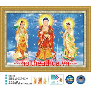 Tranh thêu chữ thập 3D Tam Thế Phật. Kích thước: 100x74cm