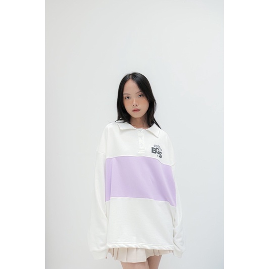 Áo Polo Tay Dài Phối Sọc Basic / Purple - by Bubble Gum Studio