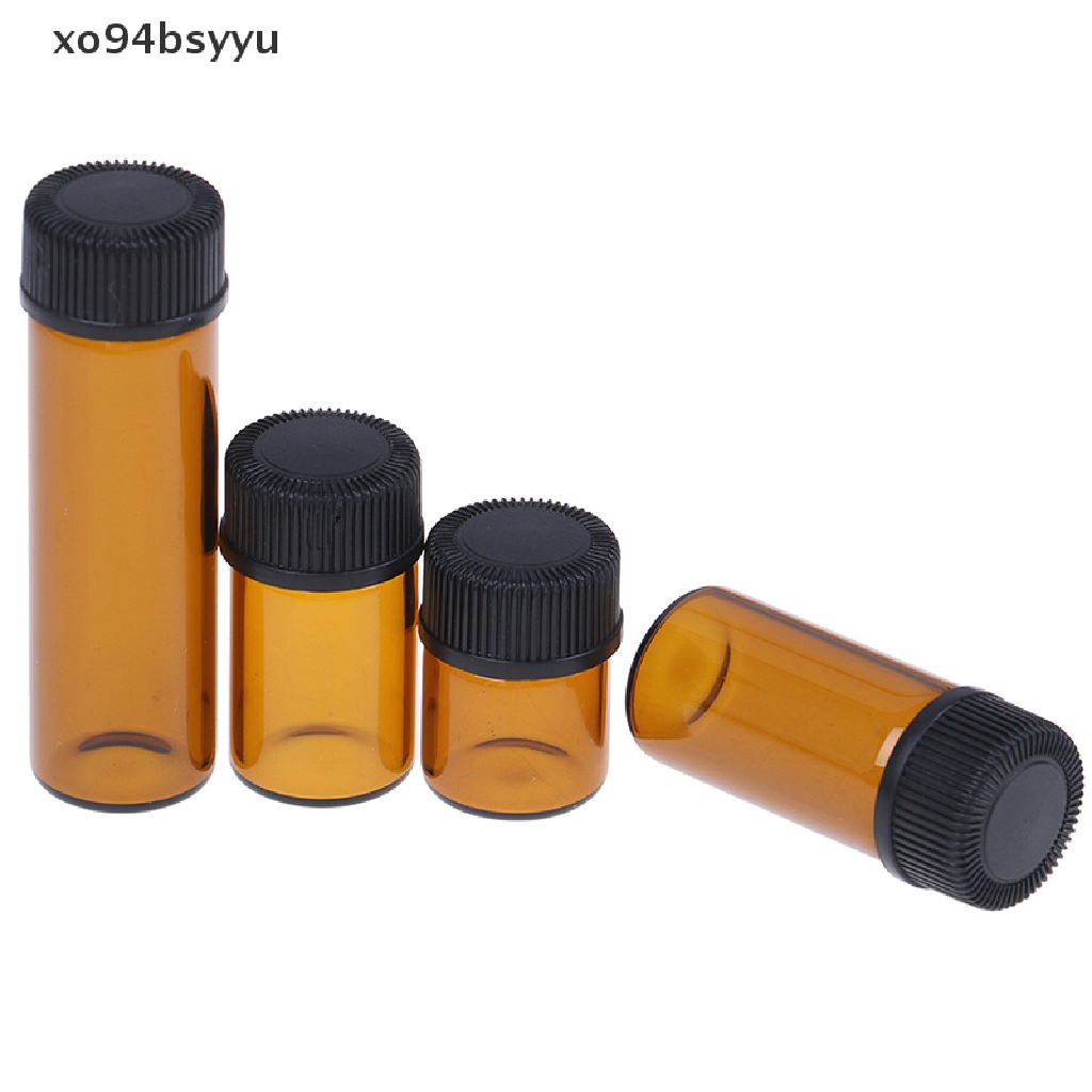 [Hàng mới về] Chai chiết tinh dầu thủy tinh màu hổ phách mini có nắp đậy 1-5ml tùy chọn