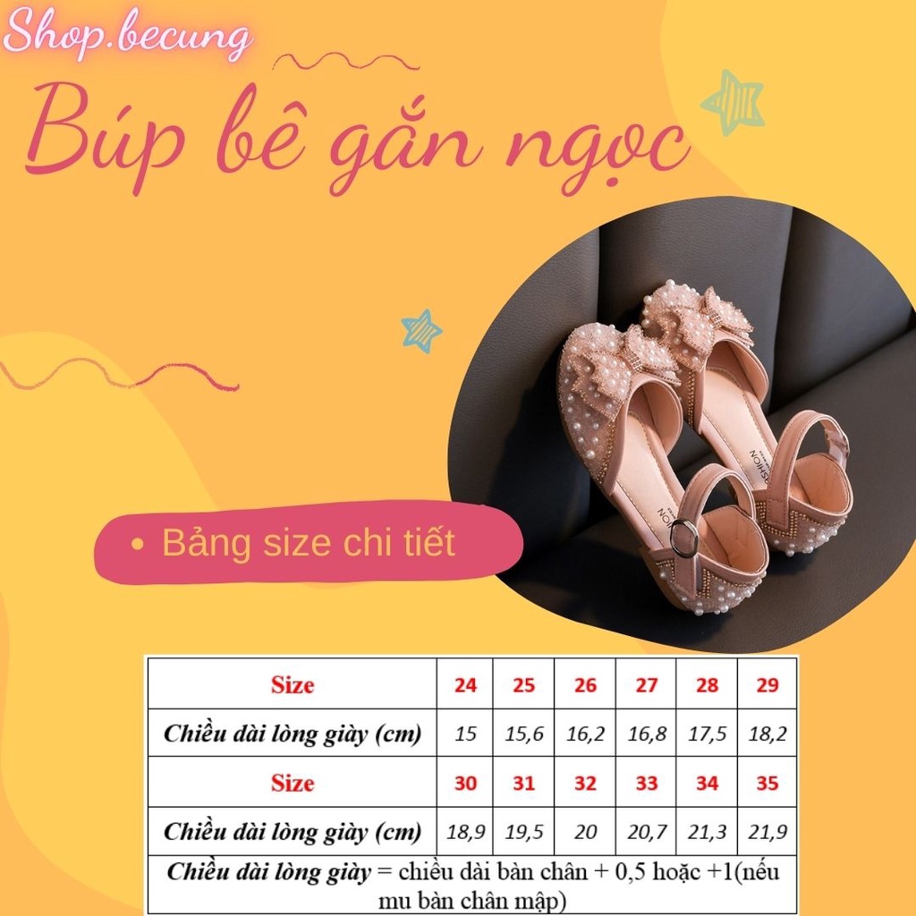 Giày búp bê bé gái gắn nơ đính kim sa lấp lánh màu Hồng giày bé gái từ 3-14 tuổi phong cách công chúa mẫu mới size 24-35