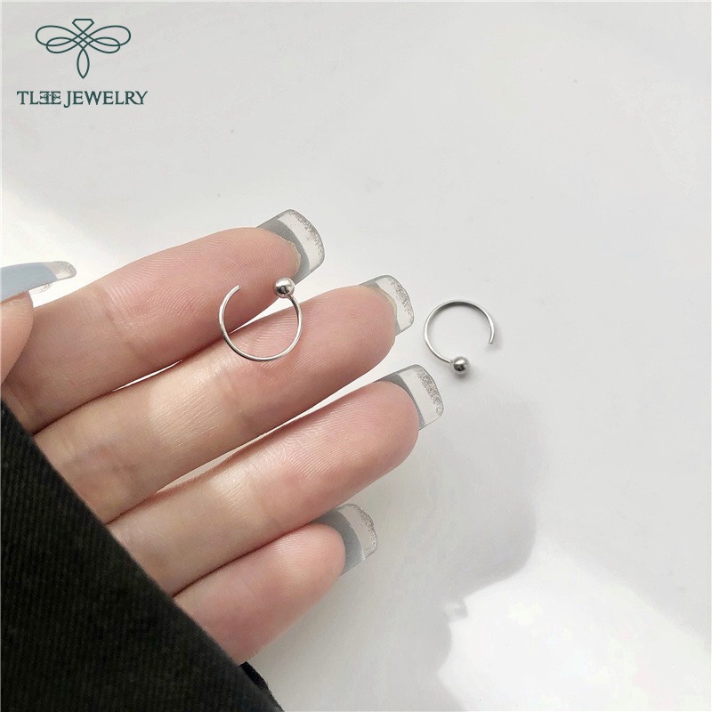 Khuyên tai bạc unisex TLEE móc bi basic cá tính TleeJewerly B0213