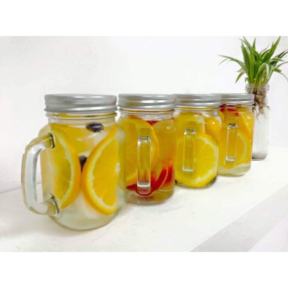 COMBO 30 LY (CỐC) THỦY TINH QUAI 500ML CÓ NẮP NHÔM