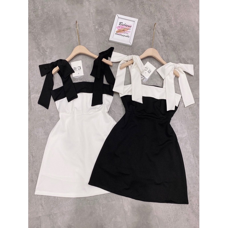 [Hàng Đẹp] Váy Thiết Kế 2 Dây Nơ Bản To, Đầm Nữ Dáng Ôm Siêu Xinh Có Ảnh Thật Kèm Video | BigBuy360 - bigbuy360.vn
