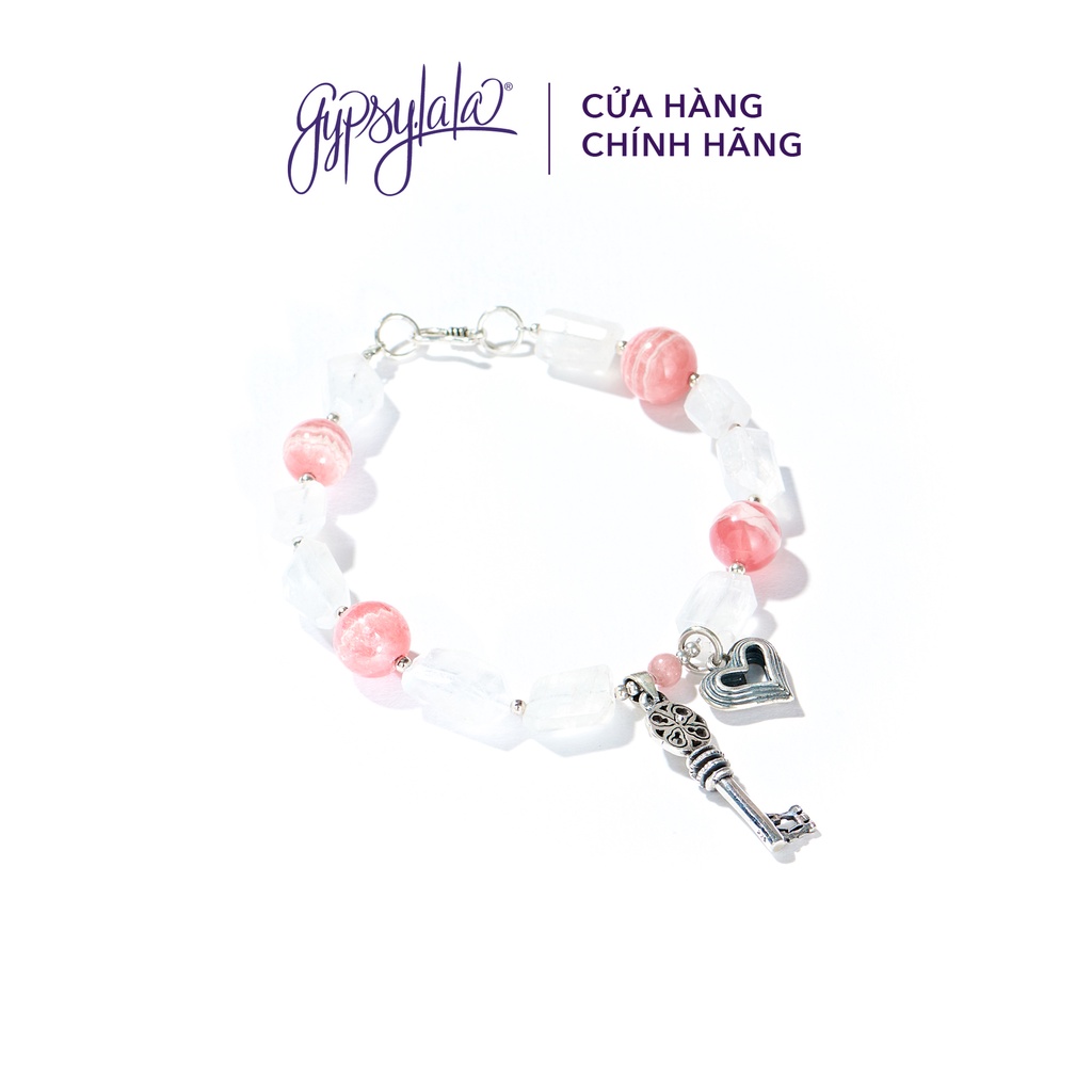 Vòng Tay Đá Đào Hoa Thiên Nhiên May Mắn Tình Duyên Charm Bạc 925 SP003024 Gypsy.lala