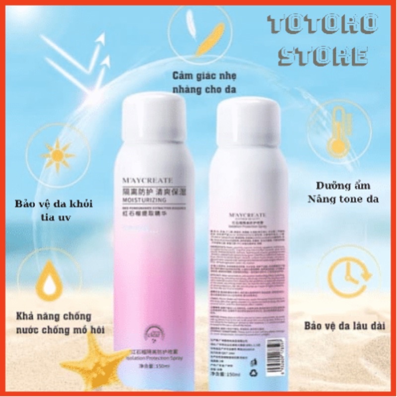 Xịt Chống Nắng Nâng Tone Maycreate Nội Đia Trung SPF30 150ml